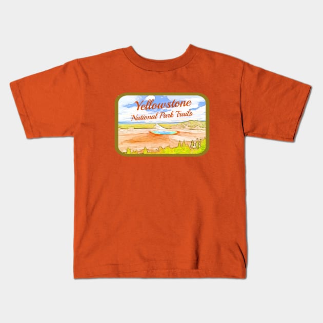 Yellowstone National Park Trails Kids T-Shirt by numpdog